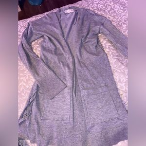 gray cardigan